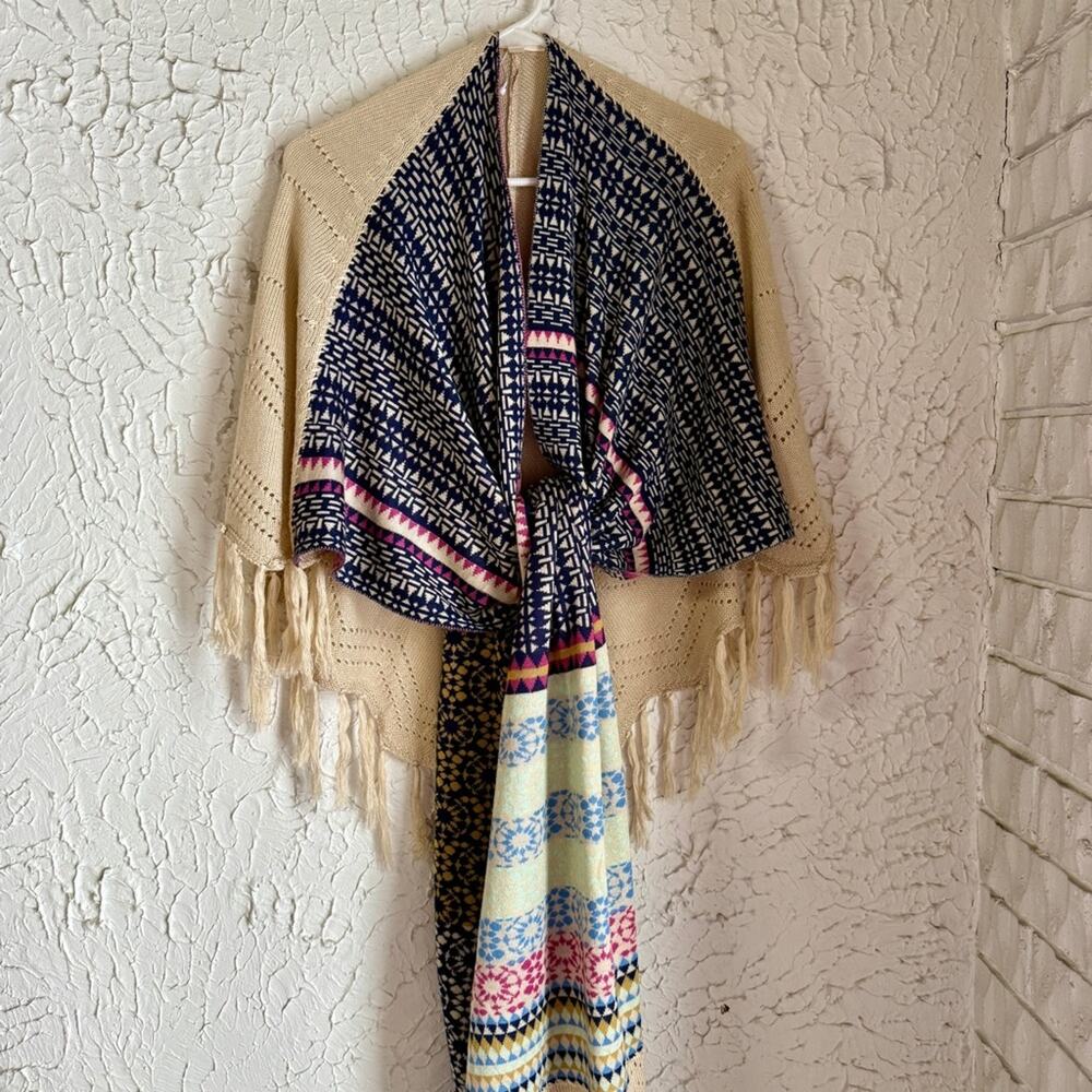 Bohemian Multicolor Woven Shawl - Picture 6 of 9